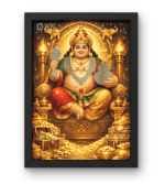 Premium Lord Kuber Wall Frame with Pyrite Stones – Divine Wealth & Prosperity Decor