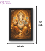 Premium Lord Ganesh Frame with Pyrite Stones – Divine Blessings & Prosperity Decor - Image 2