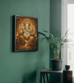 Premium Lord Ganesh Frame with Pyrite Stones – Divine Blessings & Prosperity Decor - Image 3