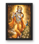 Premium Lord Krishna Wall Frame with Pirate Stones – Divine & Ancient Spiritual Decor