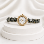 Luxury Pyrite Crystal Bracelet Watch – Natural Pyrite Stone Watch for Wealth, Protection & Confidence
